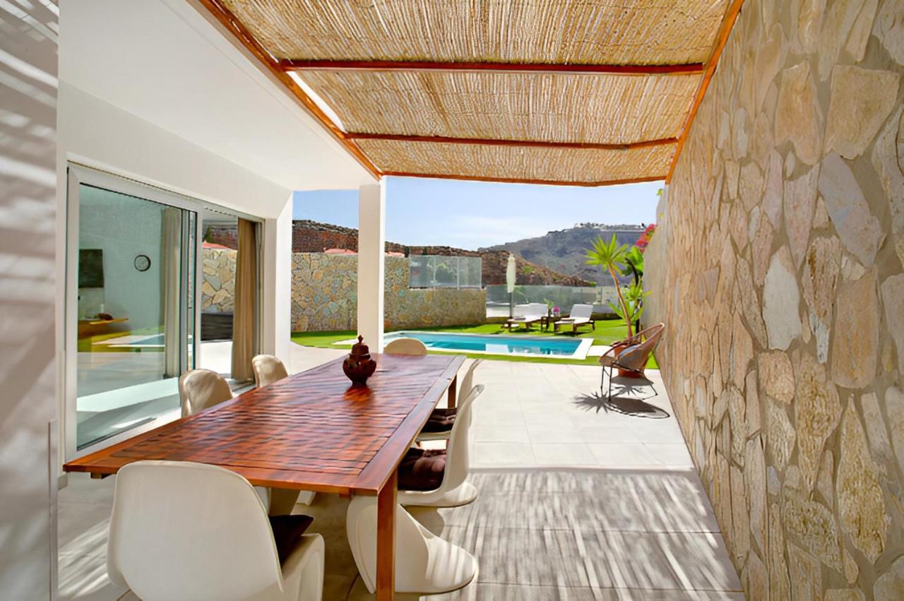 Dream Villa With Heated Pool, Rooftop & Ocean Views Mogán Kültér fotó