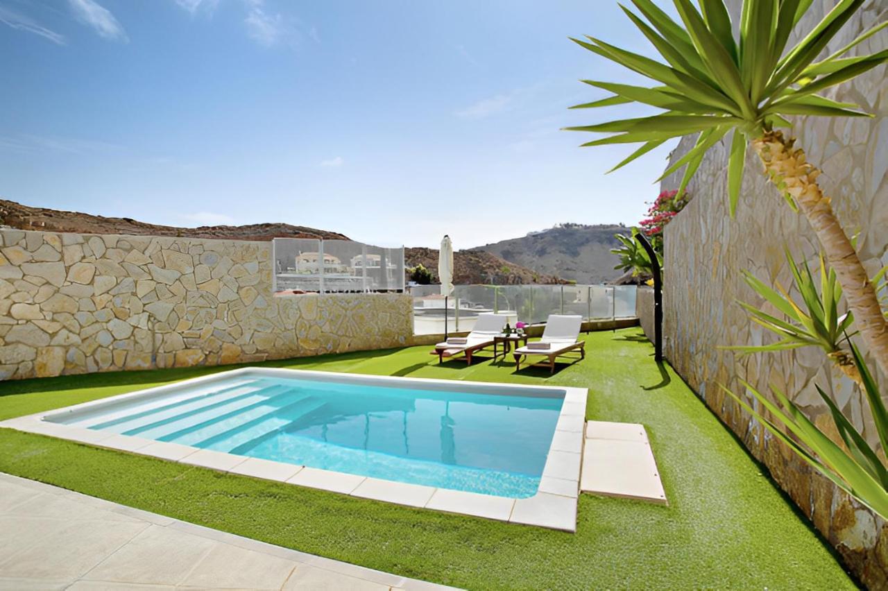 Dream Villa With Heated Pool, Rooftop & Ocean Views Mogán Kültér fotó