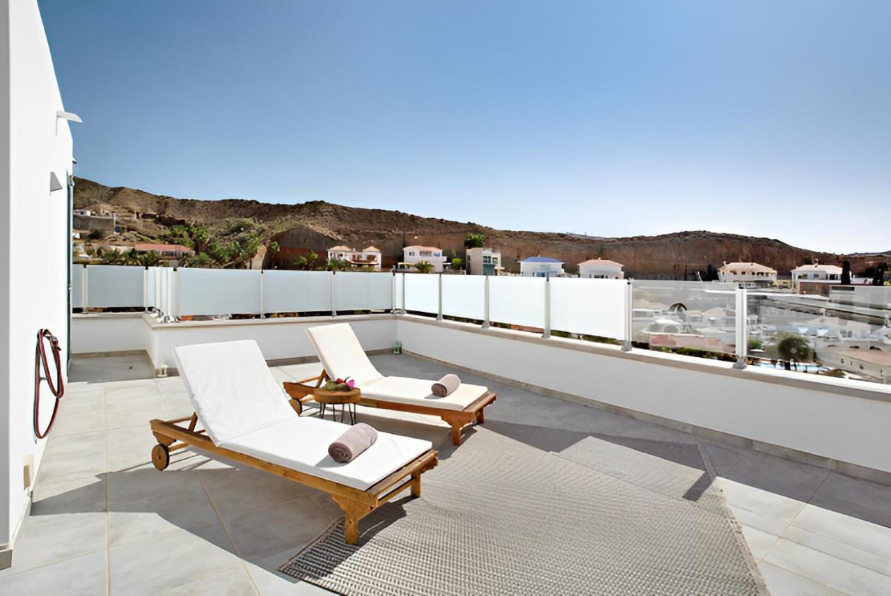 Dream Villa With Heated Pool, Rooftop & Ocean Views Mogán Kültér fotó